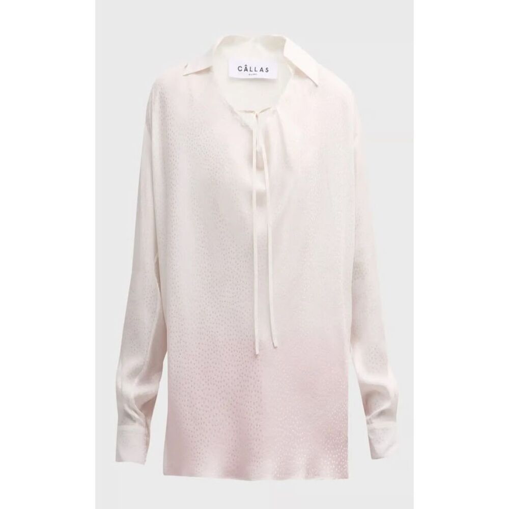 CALLAS MILANO Misia Metallic Fleck High-Low Silk Blouse NWT Size 36/0 US